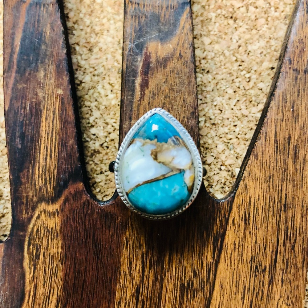 Sterling Silver Native Turquoise Stone Ring Size 8